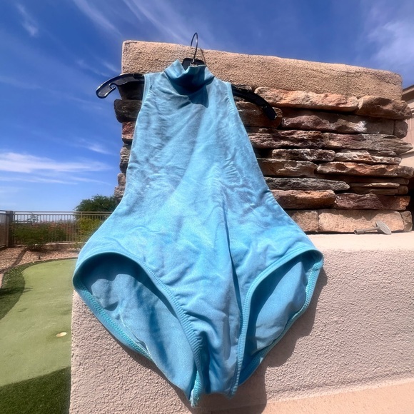 Blue dance mock turtleneck water color leotard women’s size small - Picture 6 of 17